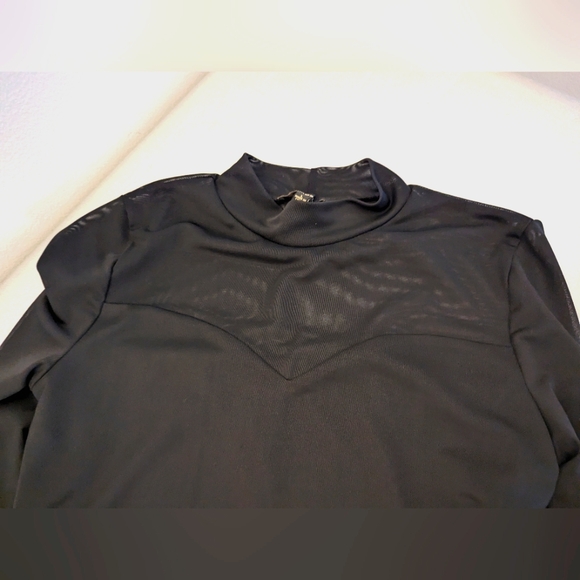 NEW Shinestar Black mesh bodysuit mock turtleneck size large - Picture 4 of 11